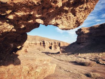 Scenic view of rock formations against sky