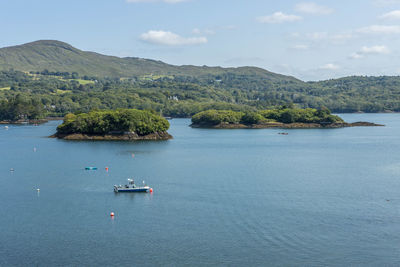 Scenic view of bay against sky