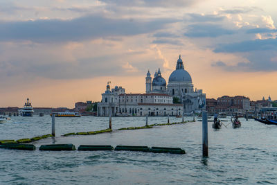 View of city at sunset