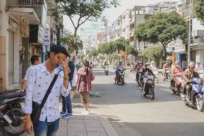 People on street in city