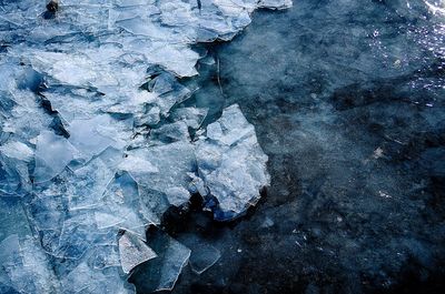 Close-up of frozen water