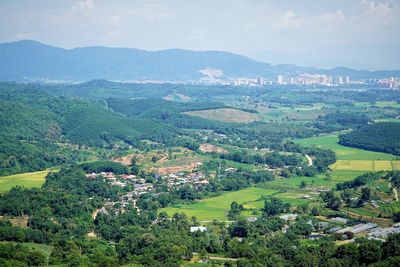 Aerial view of landscape against sky