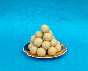 High angle view of peanuts in bowl