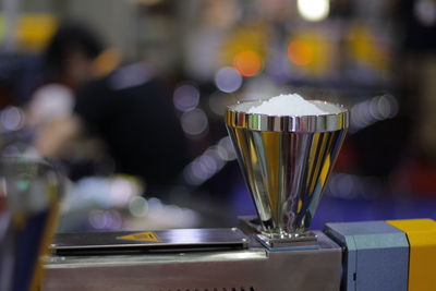 Close-up of coffee cup on table