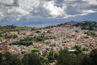 High angle view of townscape against sky