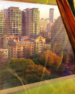 View of skyscrapers in city