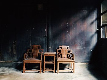 Empty chairs in room