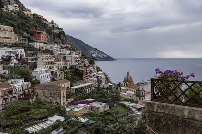 High angle view of buildings in city