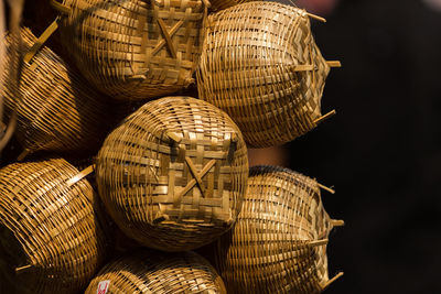 Close-up of wicker basket