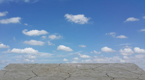 Low angle view of land against sky