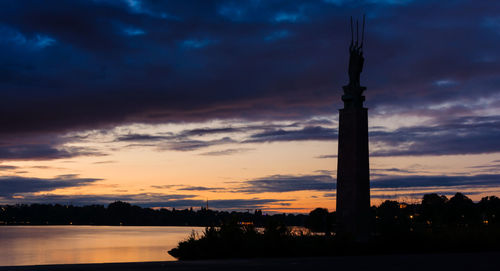 View of calm sea at sunset