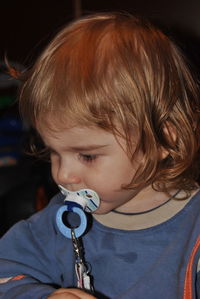 Close-up of boy at home