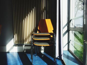 Stack of chairs in room