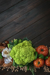 High angle view of tomatoes on table
