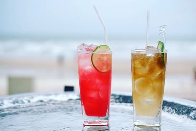 Close-up of drinks on table