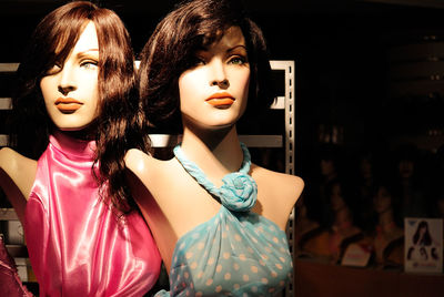 Close-up of mannequins