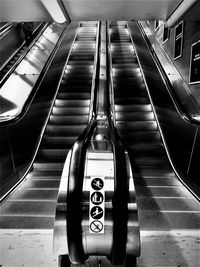 High angle view of escalator