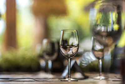 Close-up of wineglass on table