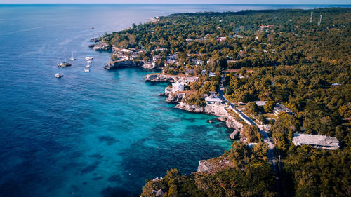 High angle view of sea against sky