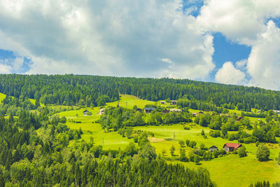 Wonderful wooded mountain and alpine panorama in carinthia austria.