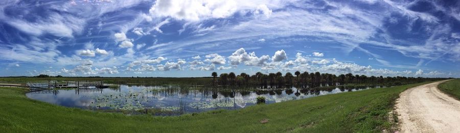 Panoramic view of river against sky