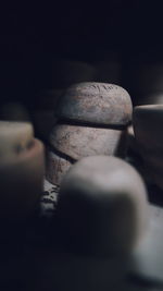 Close-up of stones on table