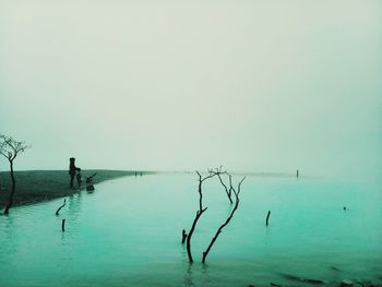 Scenic view of sea against clear sky
