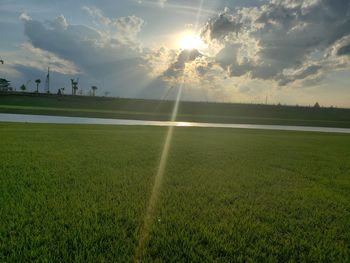 Scenic view of field against sky during sunset