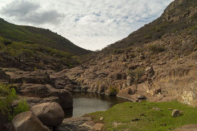 Scenic view of mountains against sky