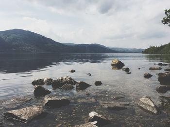 Scenic view of lake against sky