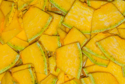 Full frame shot of sliced pumpkins