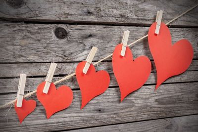 Close-up of heart shape on table