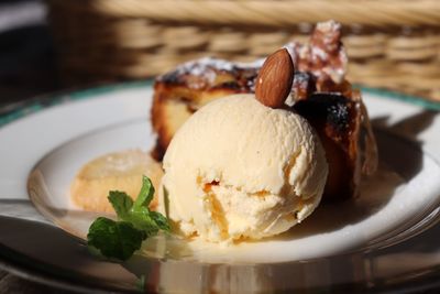 Close-up of ice cream in plate