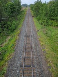 High angle view of railroad tracks