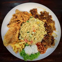 High angle view of meal served in plate