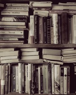 Full frame shot of books in shelf