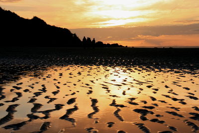 Scenic view of beach during sunset