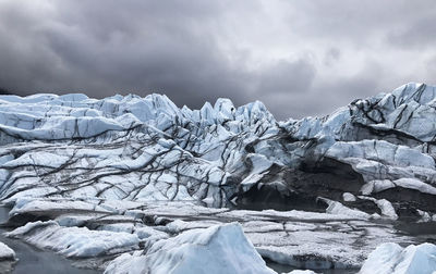 Scenic view of snowcapped landscape against sky