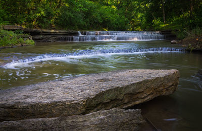 Scenic view of river flowing through rocks