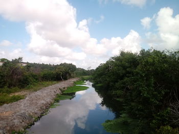 Scenic view of water against sky