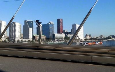 View of cityscape against clear sky