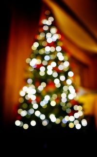 Close-up of illuminated christmas tree