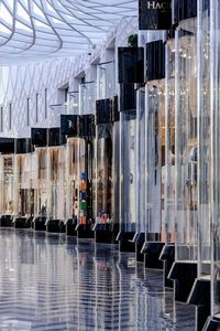 Glass windows in a shopping mall. 