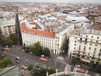 High angle view of city street