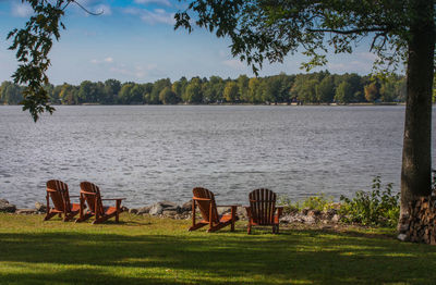 Scenic view of lake against sky