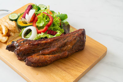 Close-up of food on cutting board