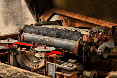 High angle view of old machinery