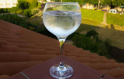 Close-up of wine glass on table