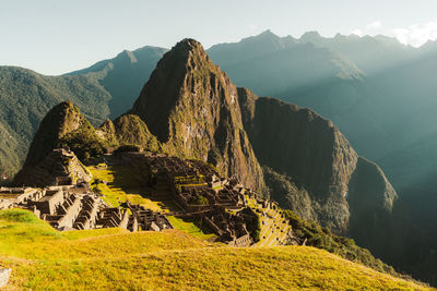Panoramic view of mountains against sky