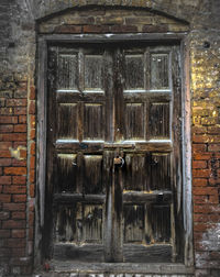 Closed door of old building